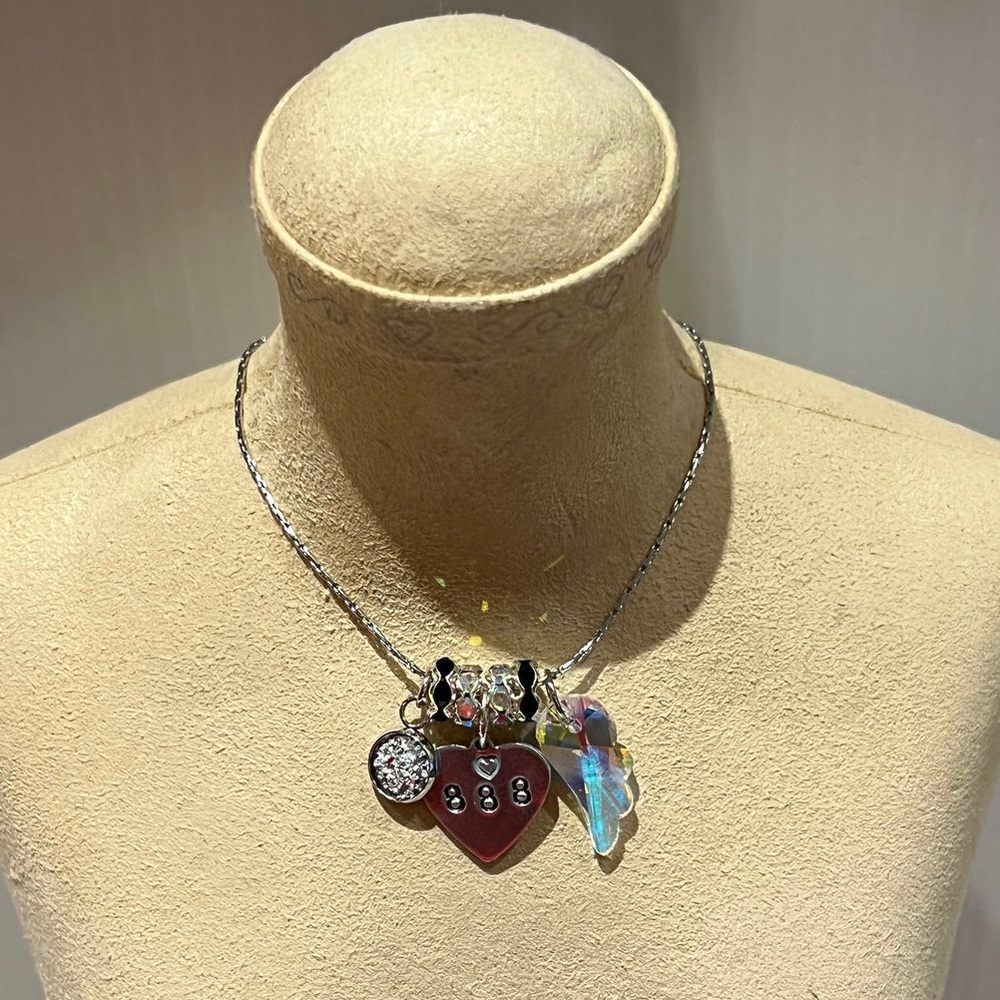 NWT! Made To Order 888 Silver Angel Number Heart Necklace.